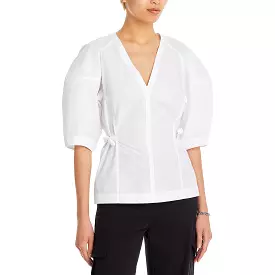 3.1 Phillip Lim Womens V-Neck Puff Sleeve Blouse