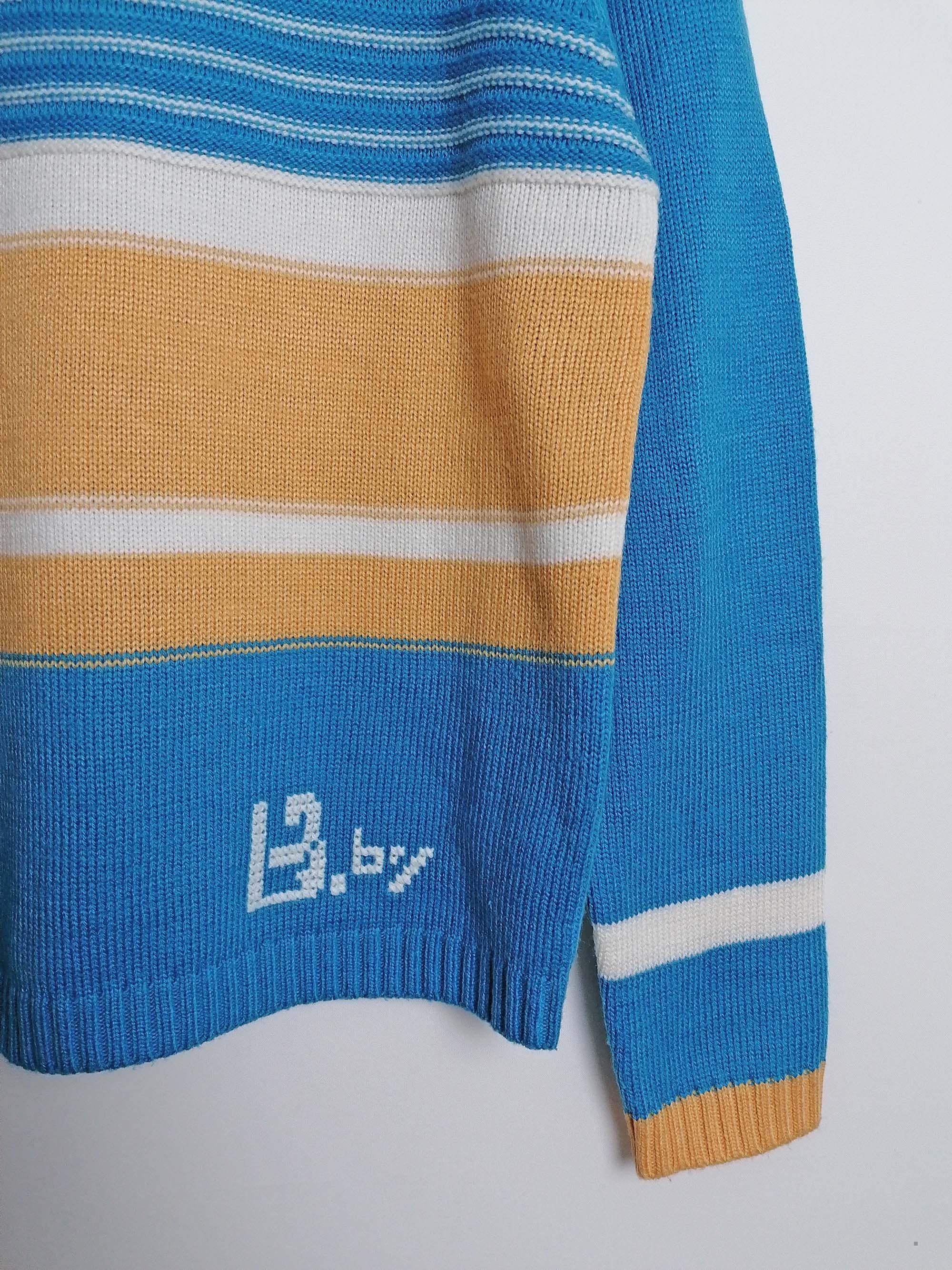 90's High Neck Striped Wool Knit Sweater