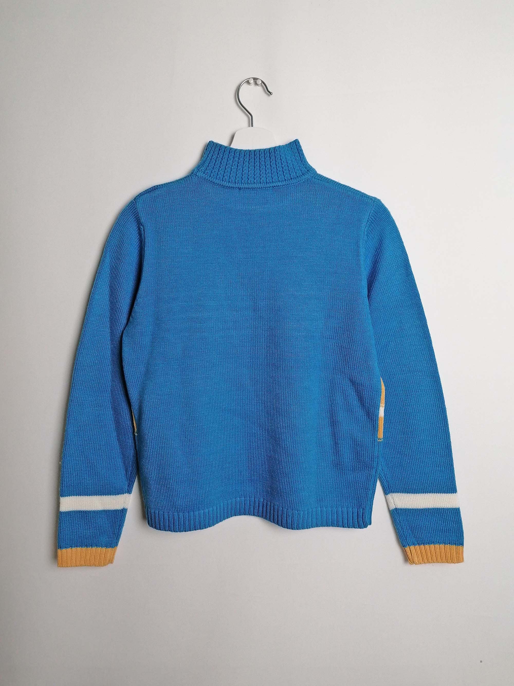 90's High Neck Striped Wool Knit Sweater