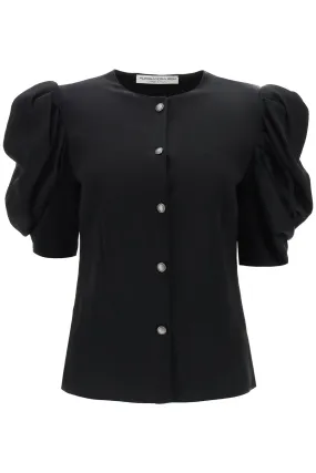 Alessandra rich envers satin blouse with bouffant sleeves FABX3616 F4202 BLACK