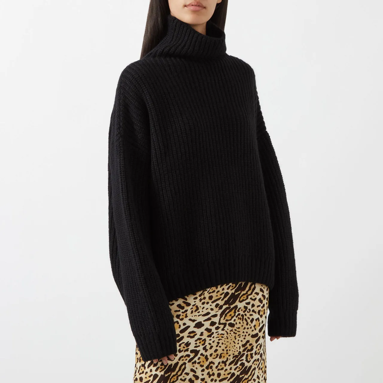 ANINE BING Sydney Oversized Turtleneck Sweater - Black