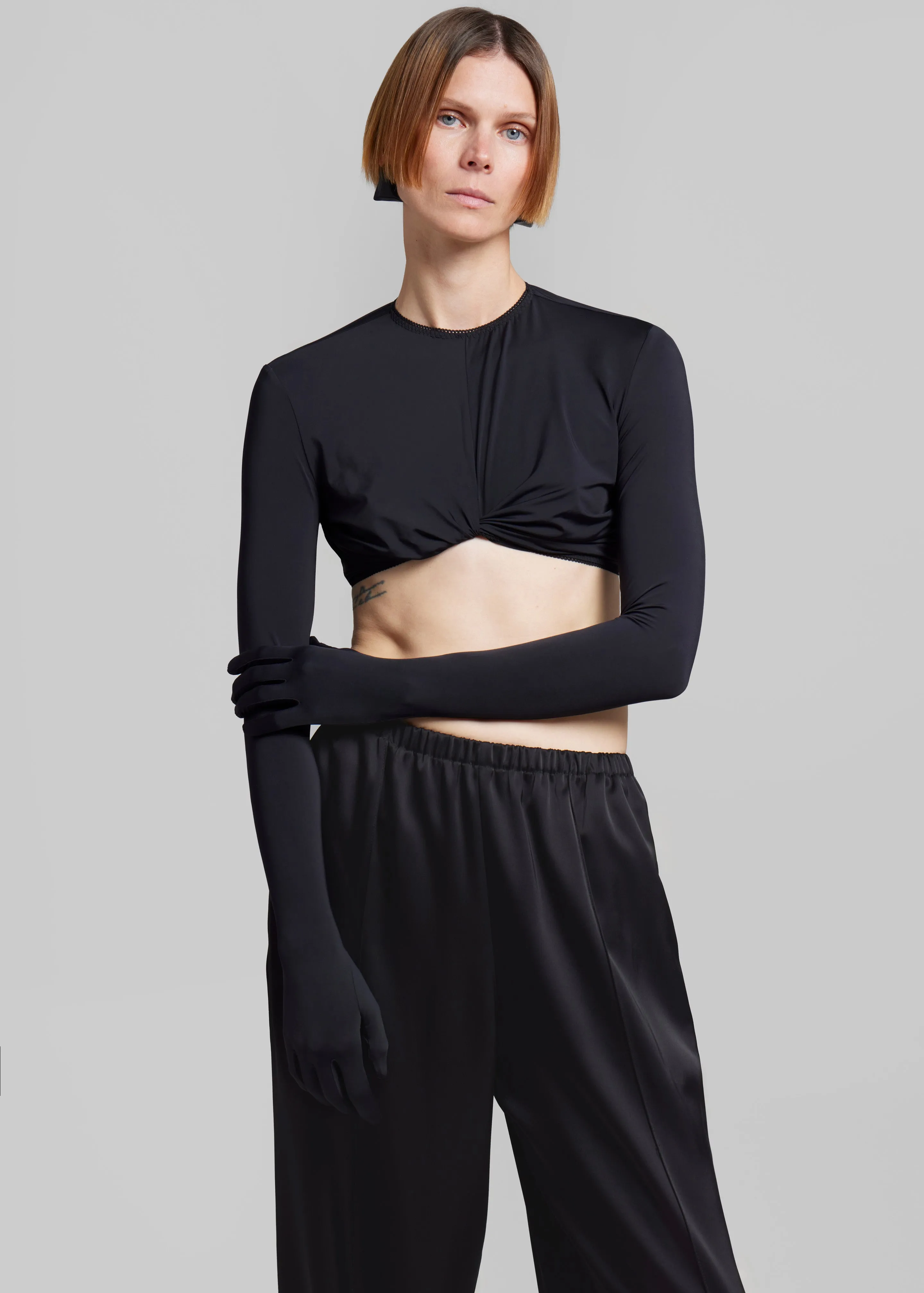 Anna October Maia Crop Top With Gloves - Black