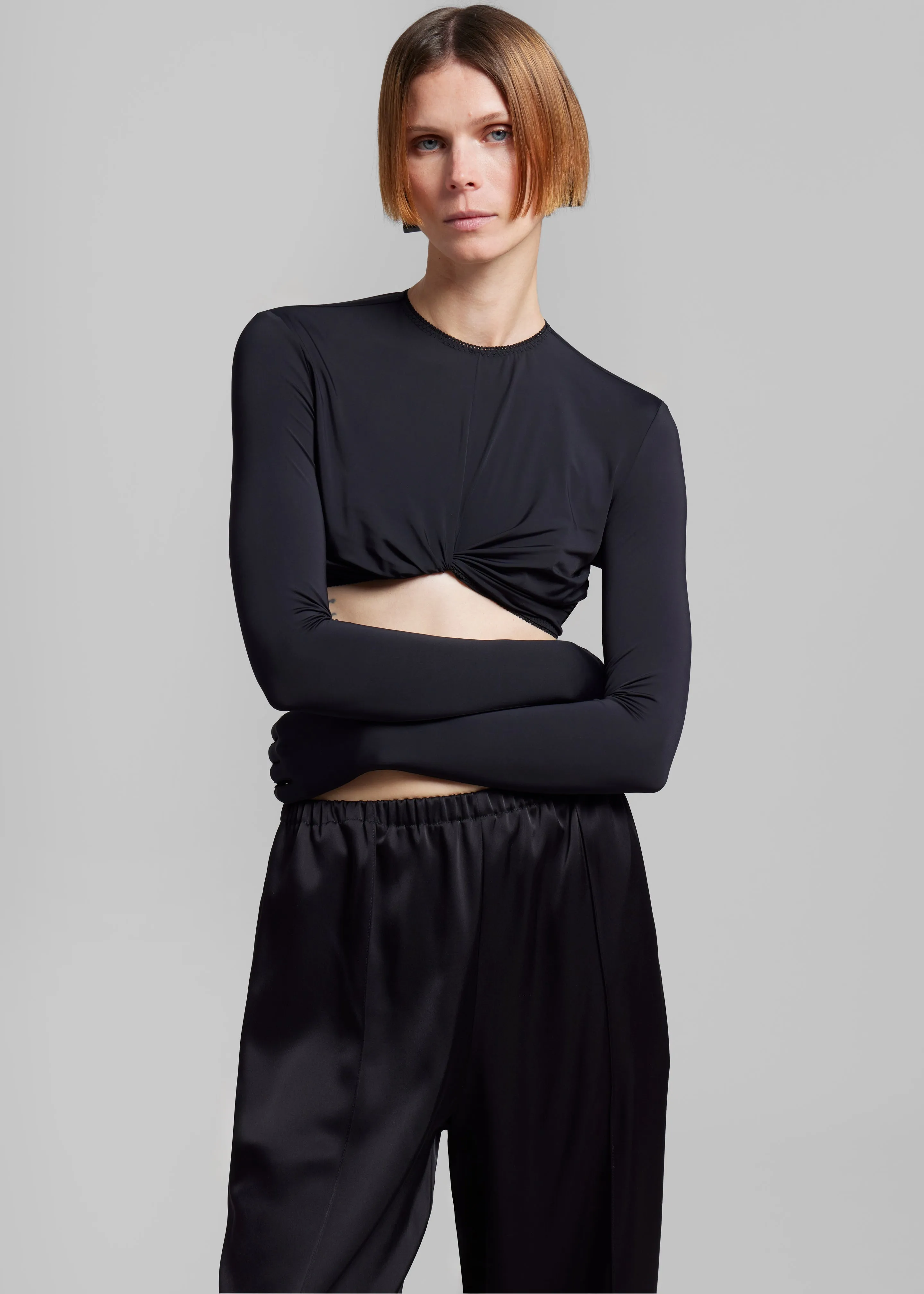 Anna October Maia Crop Top With Gloves - Black