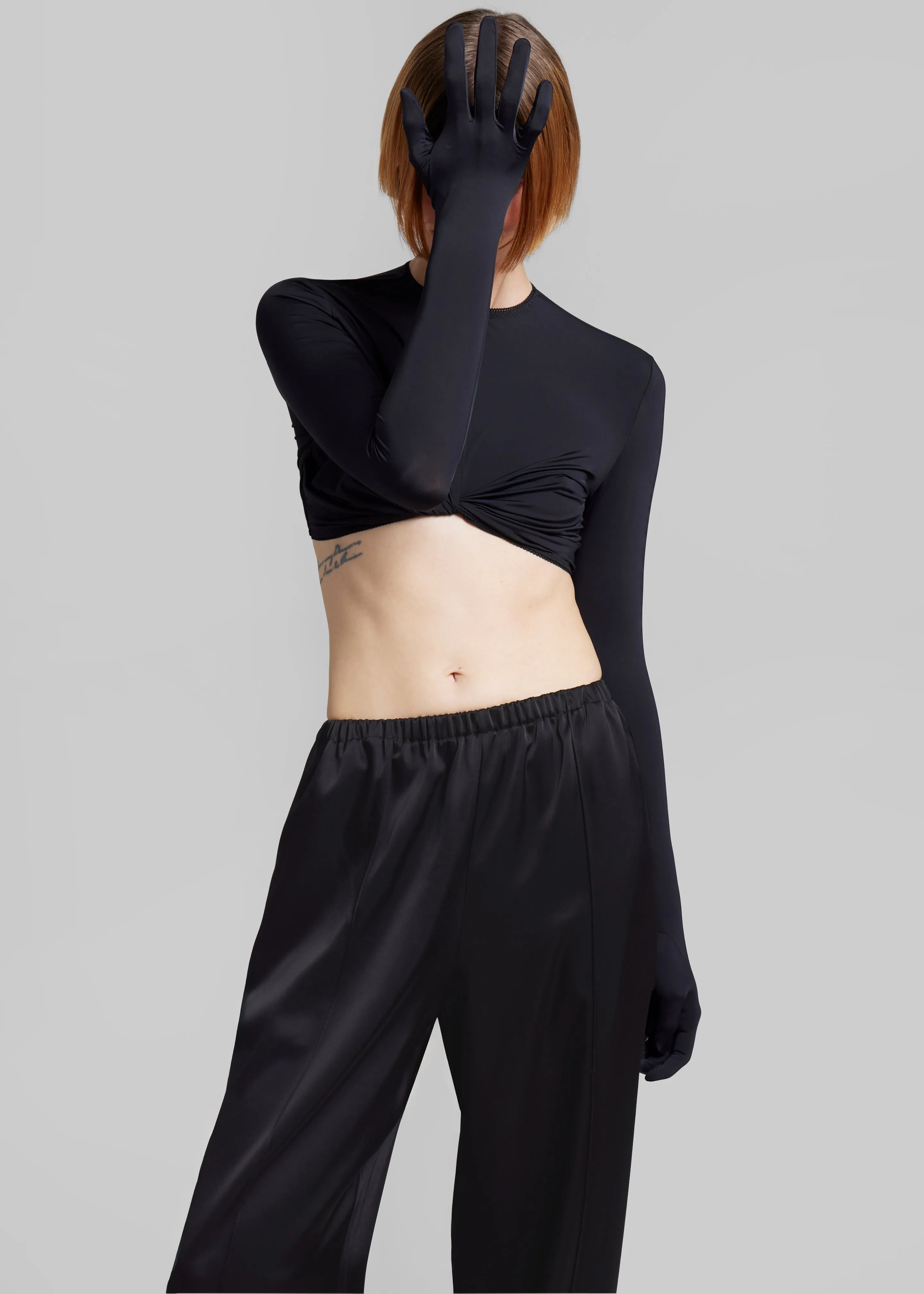 Anna October Maia Crop Top With Gloves - Black