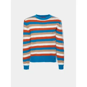 Asymmetrical striped knitted sweater