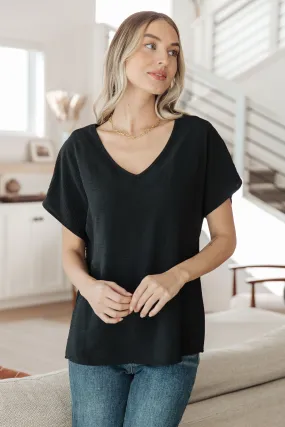 Basic V-Neck Top in Black