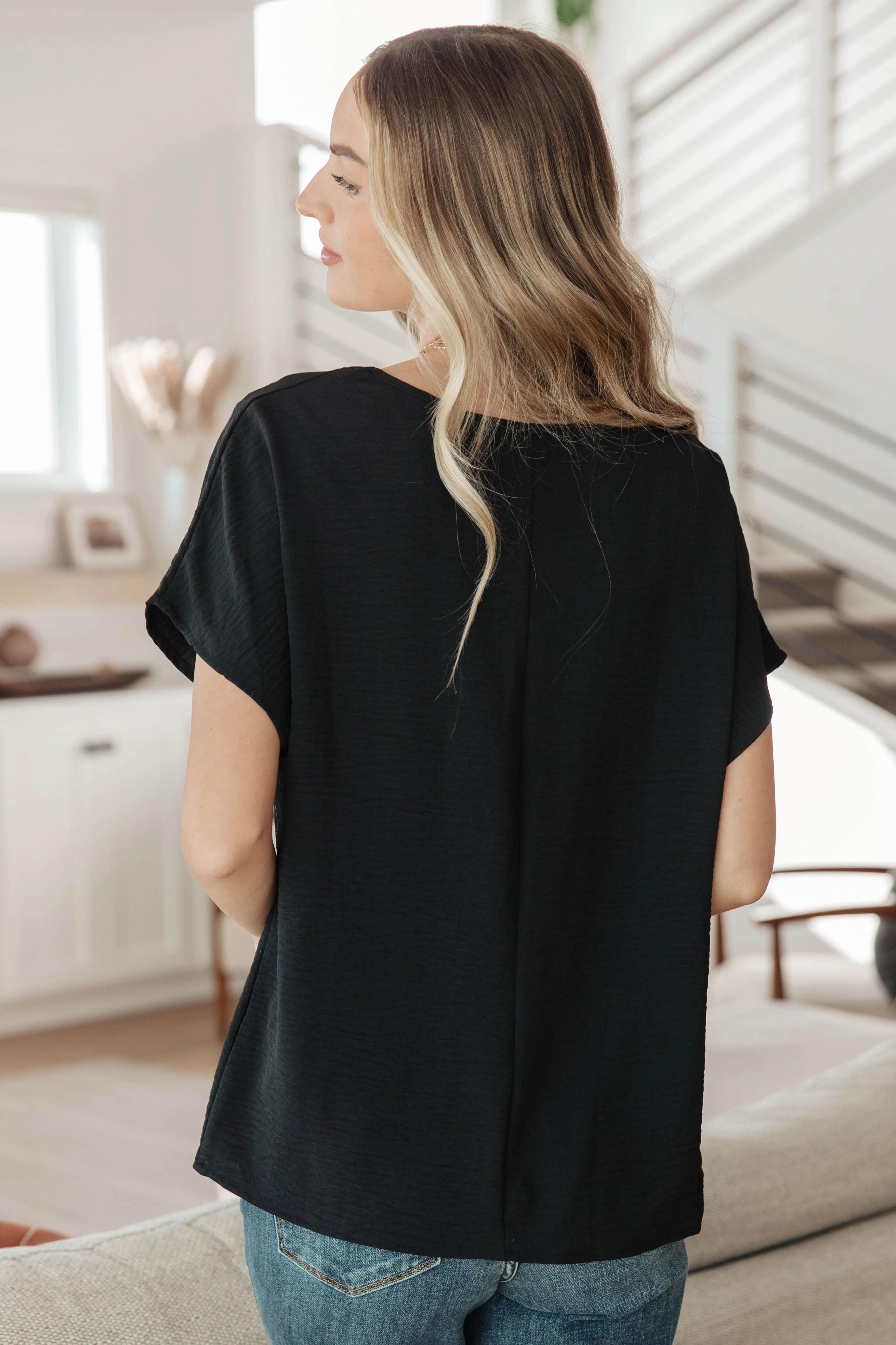 Basic V-Neck Top in Black