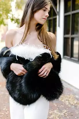 Black Faux Fur Shawl