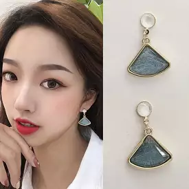 Blue Bling Triangle Cubic Drop Earrings Gifts Korean Jewelry Womens Accessories Luxury Fashion Dating Party Clubber Elegant Wedd