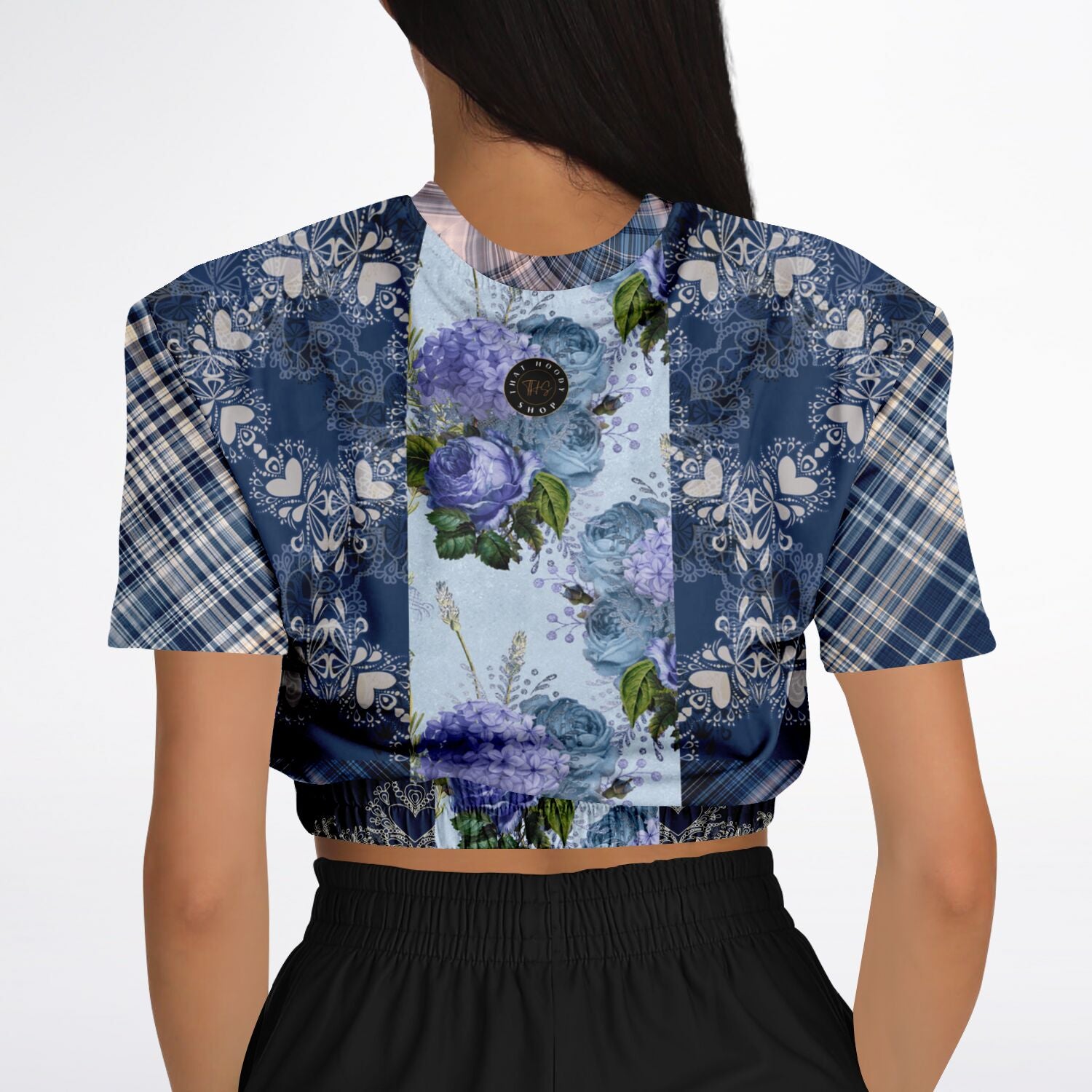 Blue Mystic Short Sleeve Cropped Eco-Poly Sweater