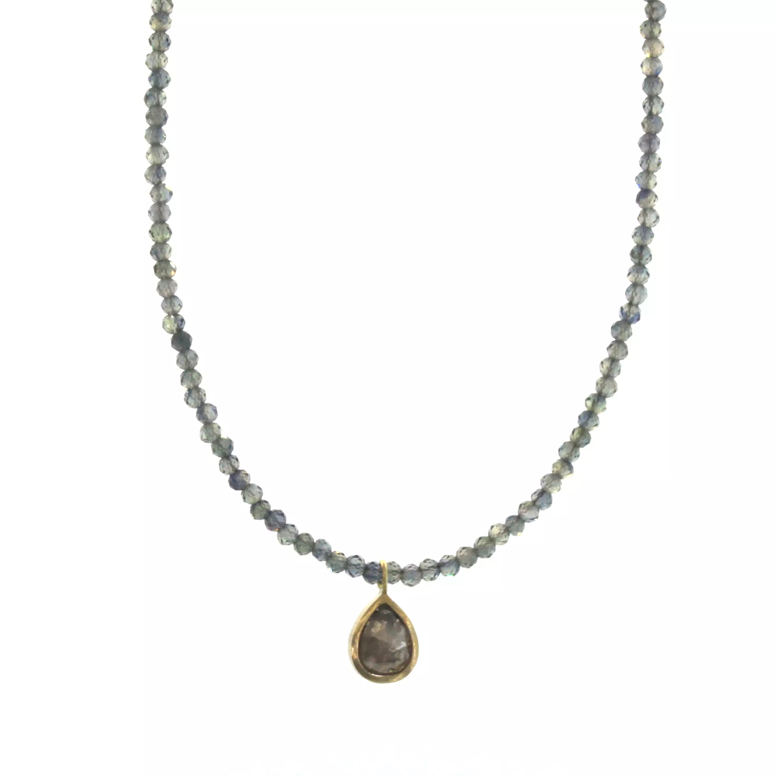 Blue Sapphire & Raw Diamond Necklace