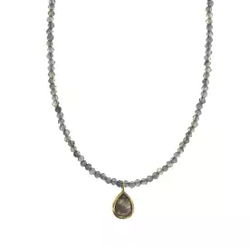 Blue Sapphire & Raw Diamond Necklace