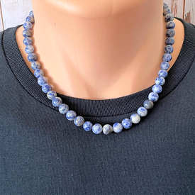 Brazil Sodalite Mens Beaded Necklace