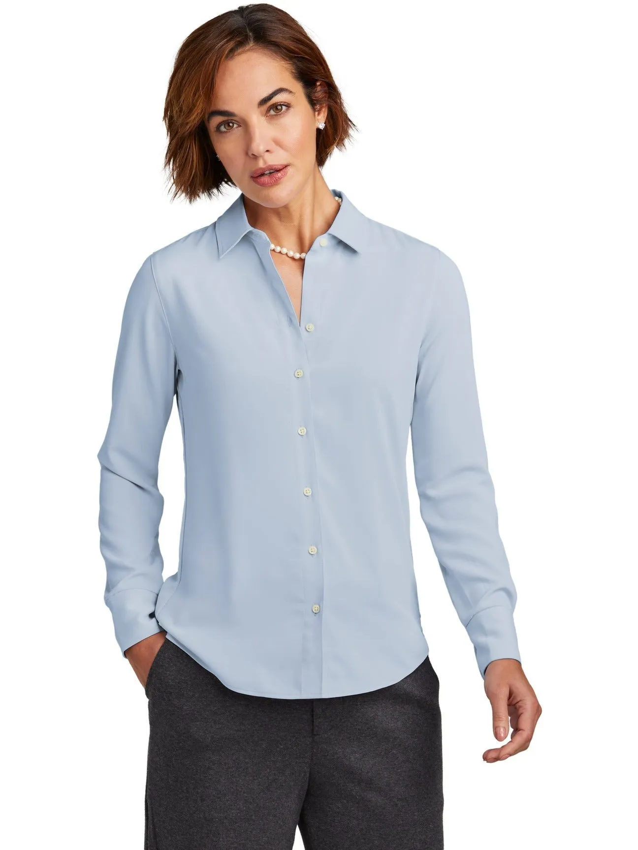 Brooks Brothers Ladies Full-Button Satin Blouse