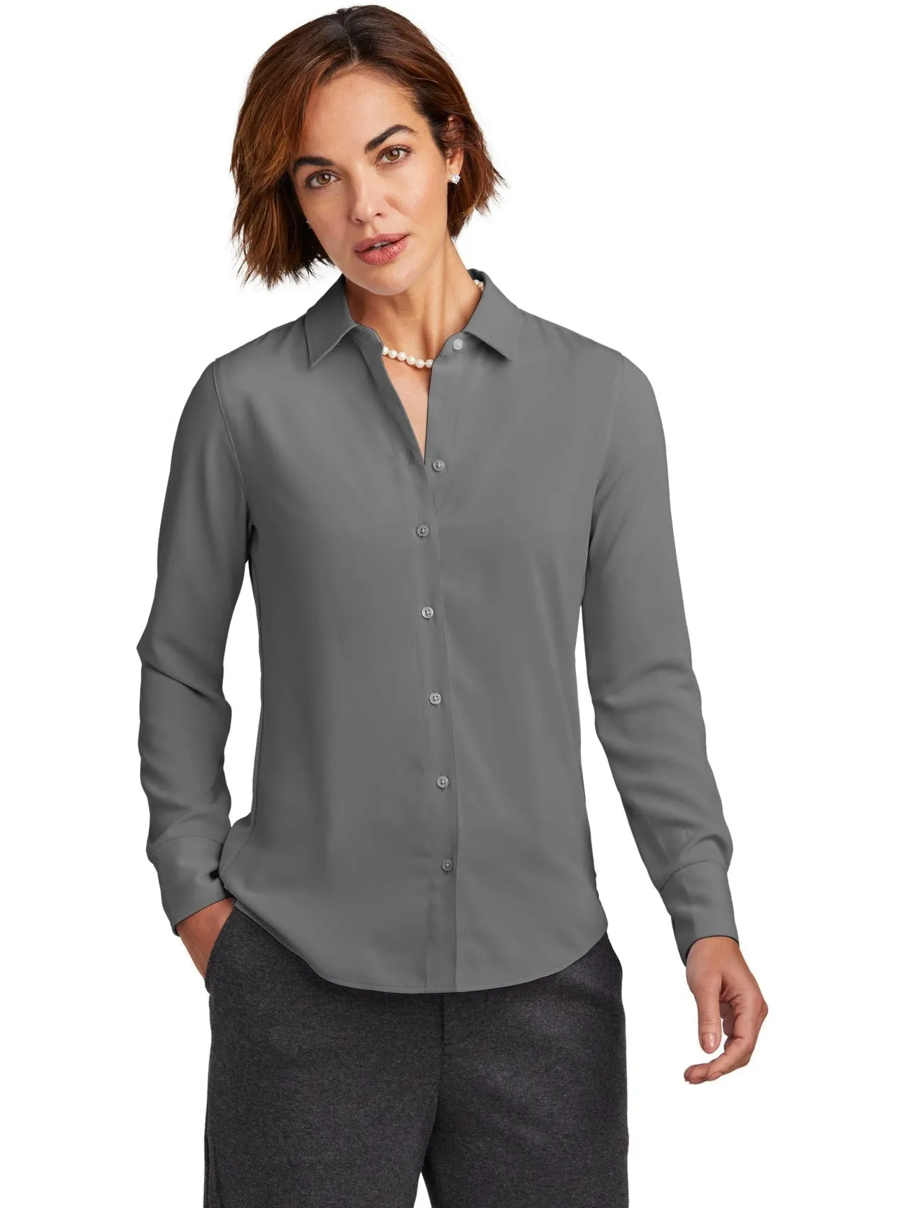 Brooks Brothers Ladies Full-Button Satin Blouse