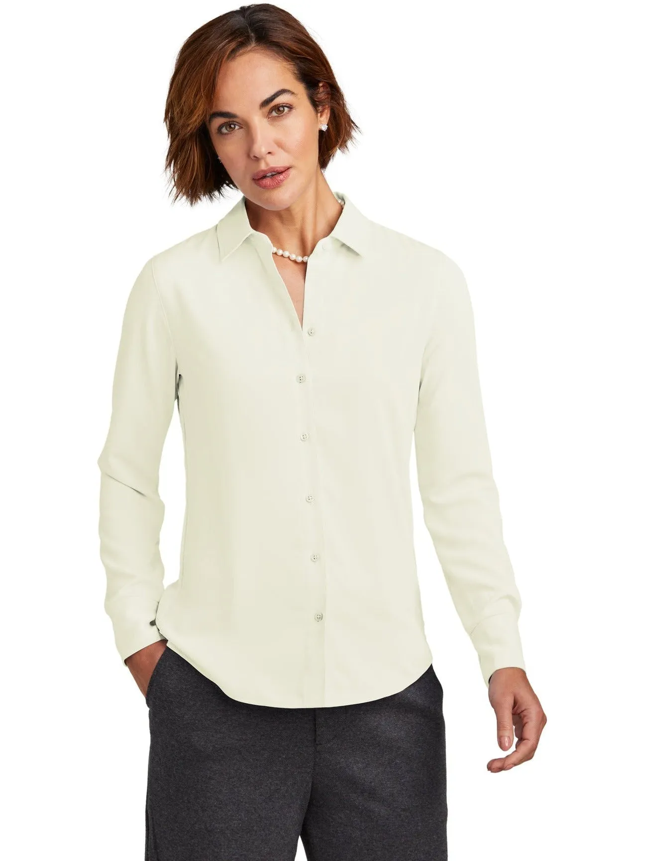 Brooks Brothers Ladies Full-Button Satin Blouse