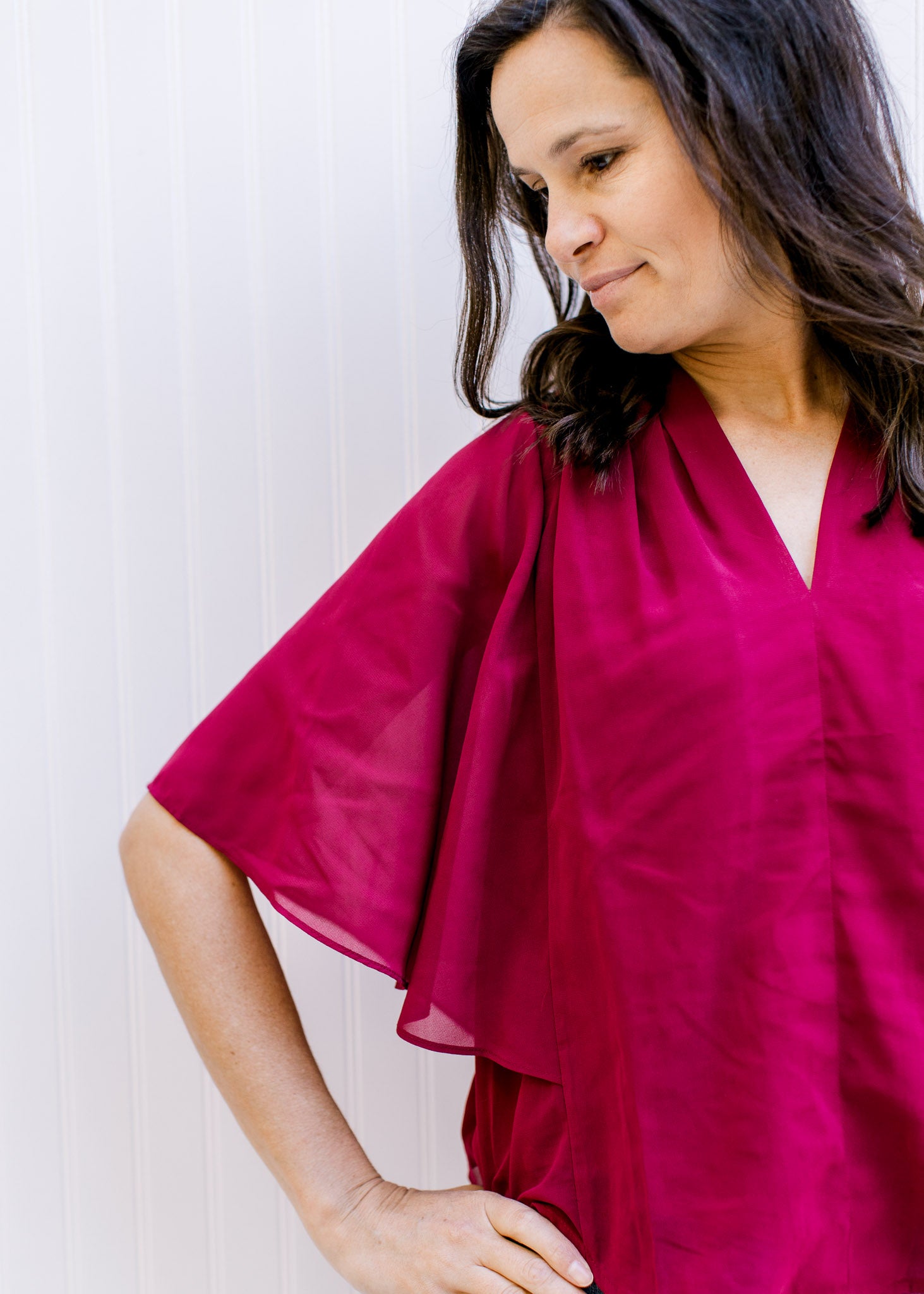 Burgundy Drape Blouse