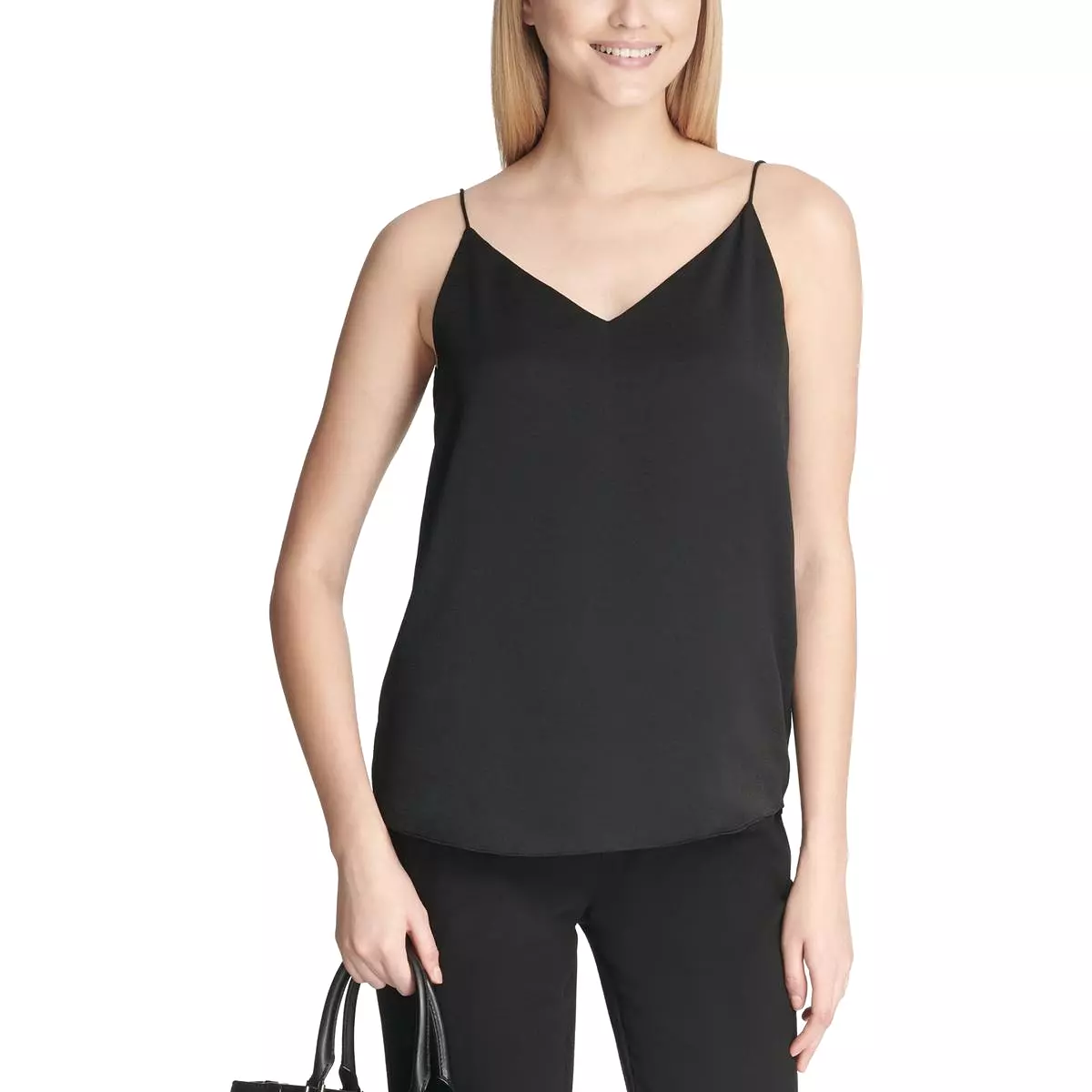 Calvin Klein Womens Chiffon V-Neck Tank Top