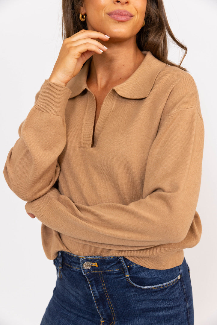 Camel Vneck Sweater Top