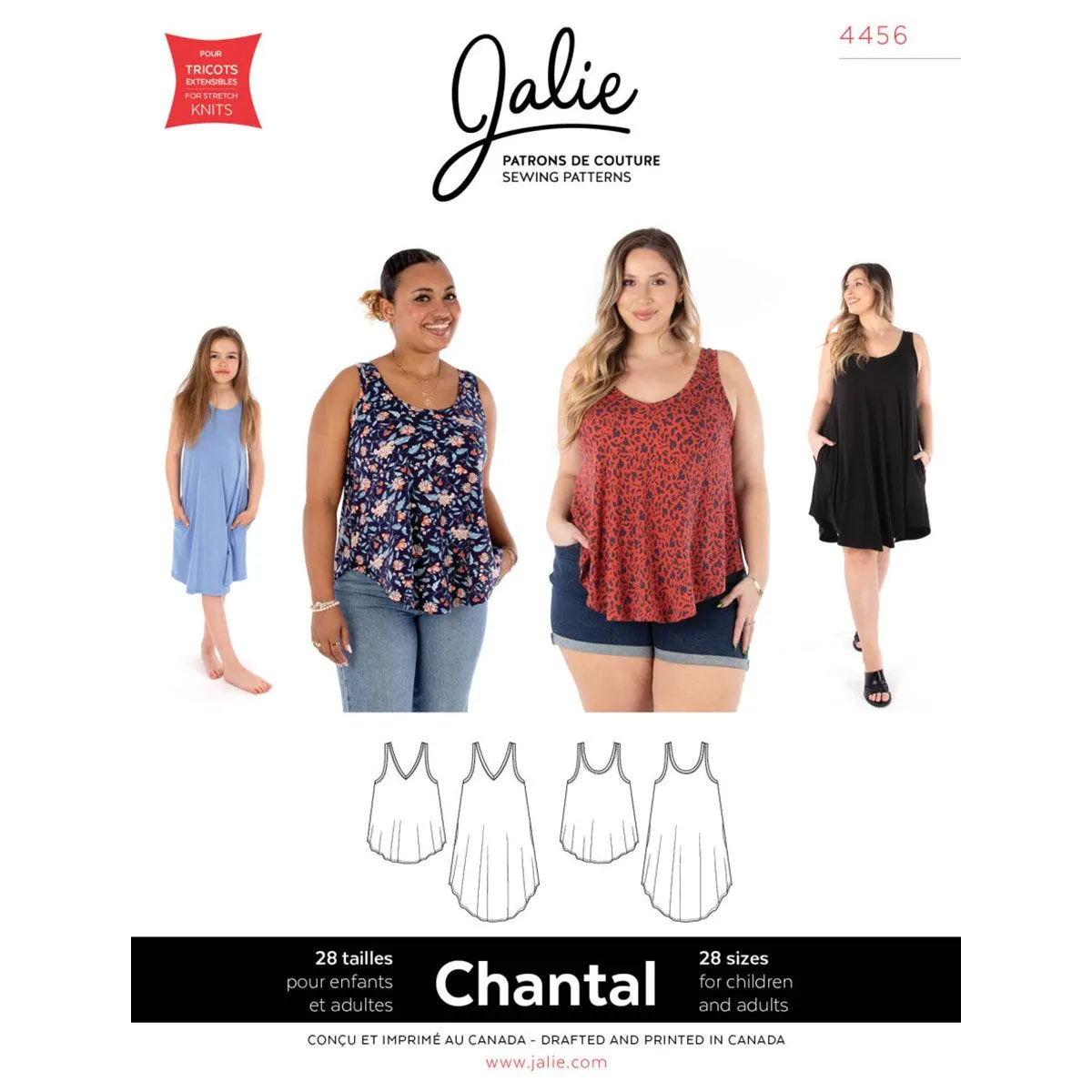 Chantal Swing Tank and Dress Jalie Sewing Pattern 4456