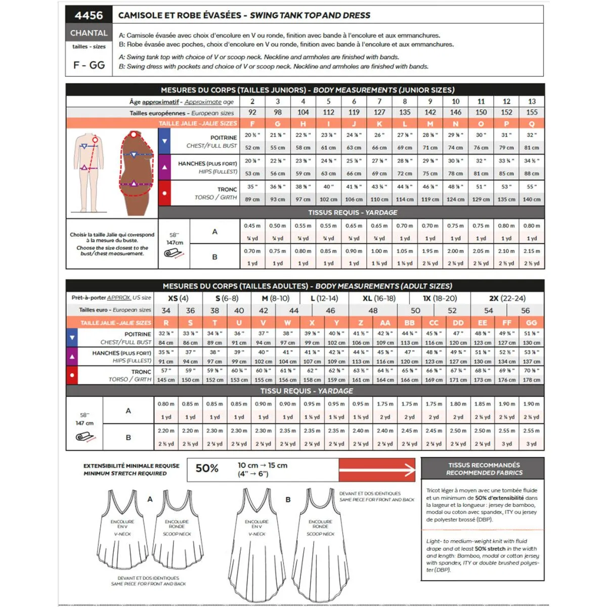 Chantal Swing Tank and Dress Jalie Sewing Pattern 4456