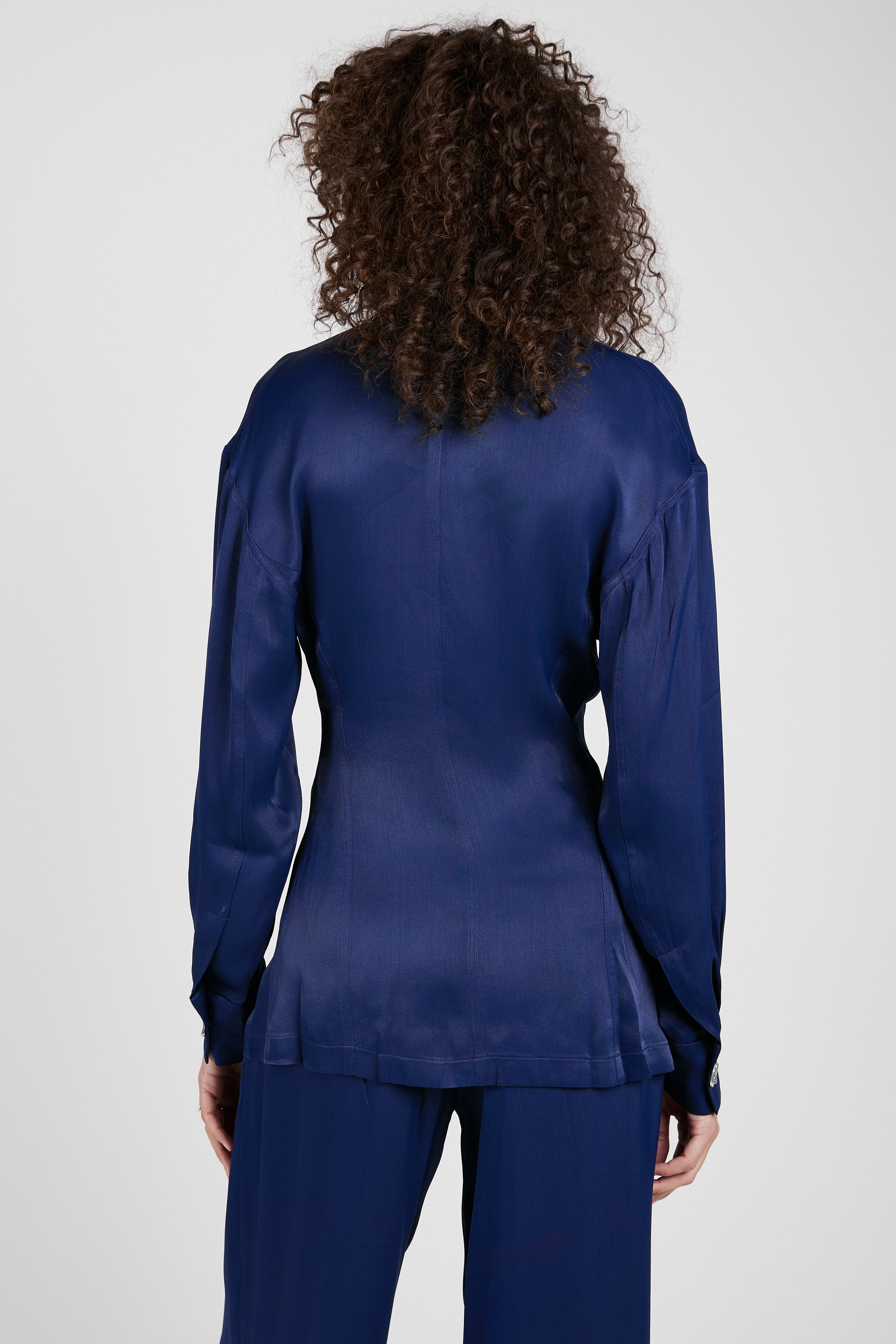 Chase Satin Blouse in Midnight Blue