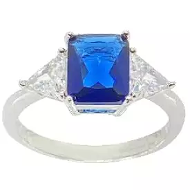 Classic Blue Sapphire Cubic Zirconia Ring