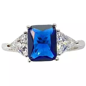 Classic Blue Sapphire Cubic Zirconia Ring