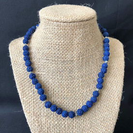 Cobalt Blue Lava Beaded Necklace Unisex