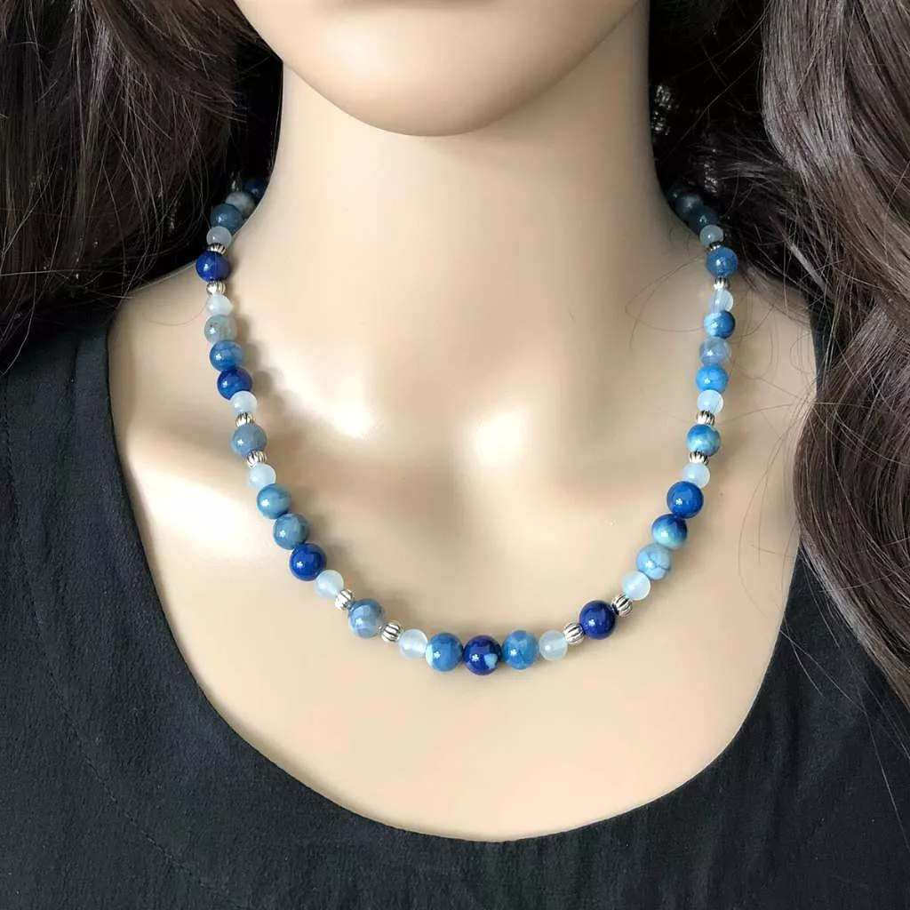 Cobalt Fire Blue Agate Necklace