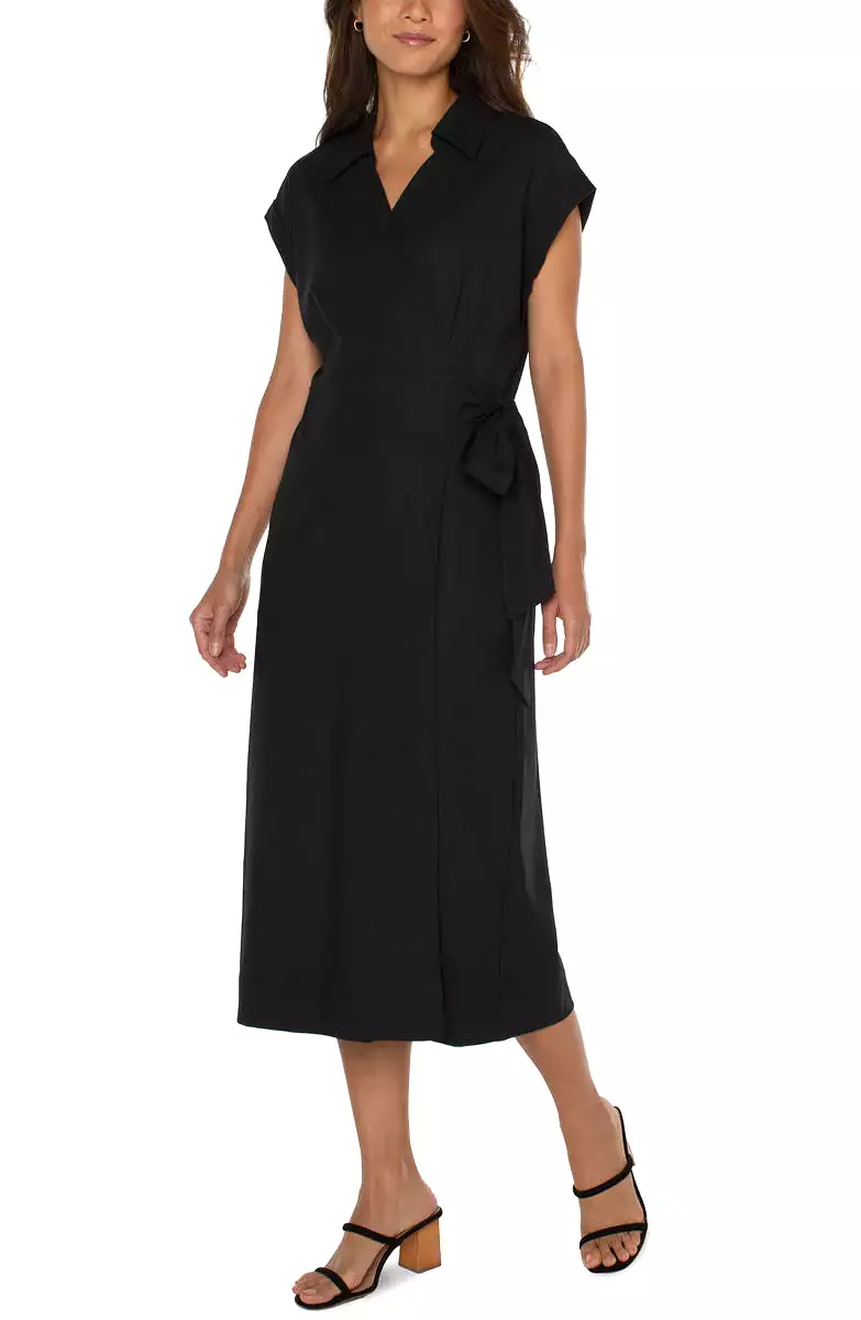 COLLARED WRAP DRESS