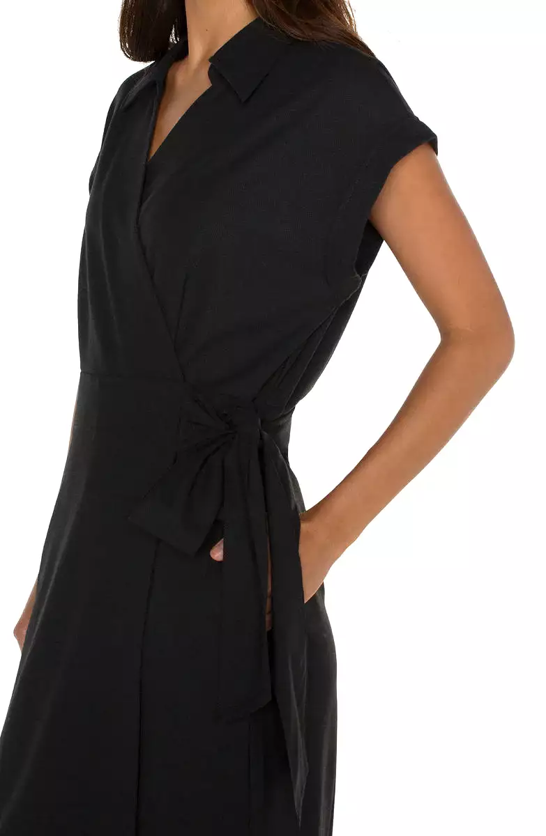 COLLARED WRAP DRESS