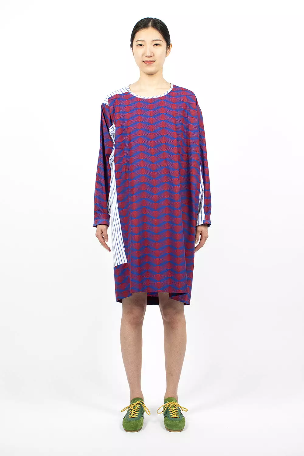 Contrast Shirt Dress Blue