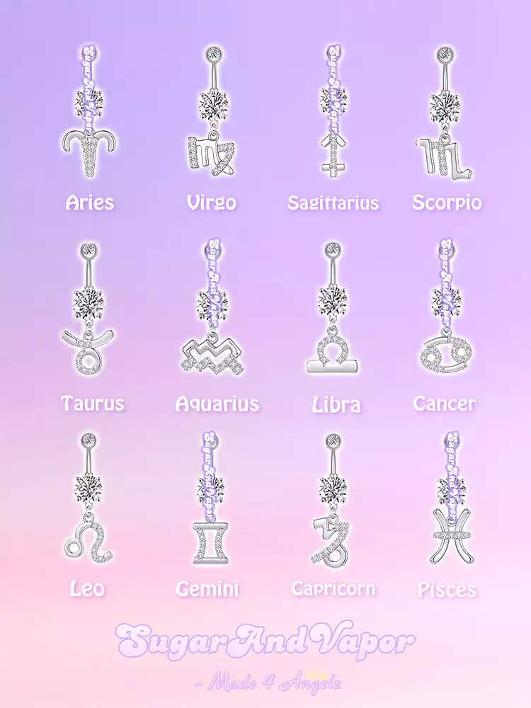 Custom Horoscope Zircon Belly Ring