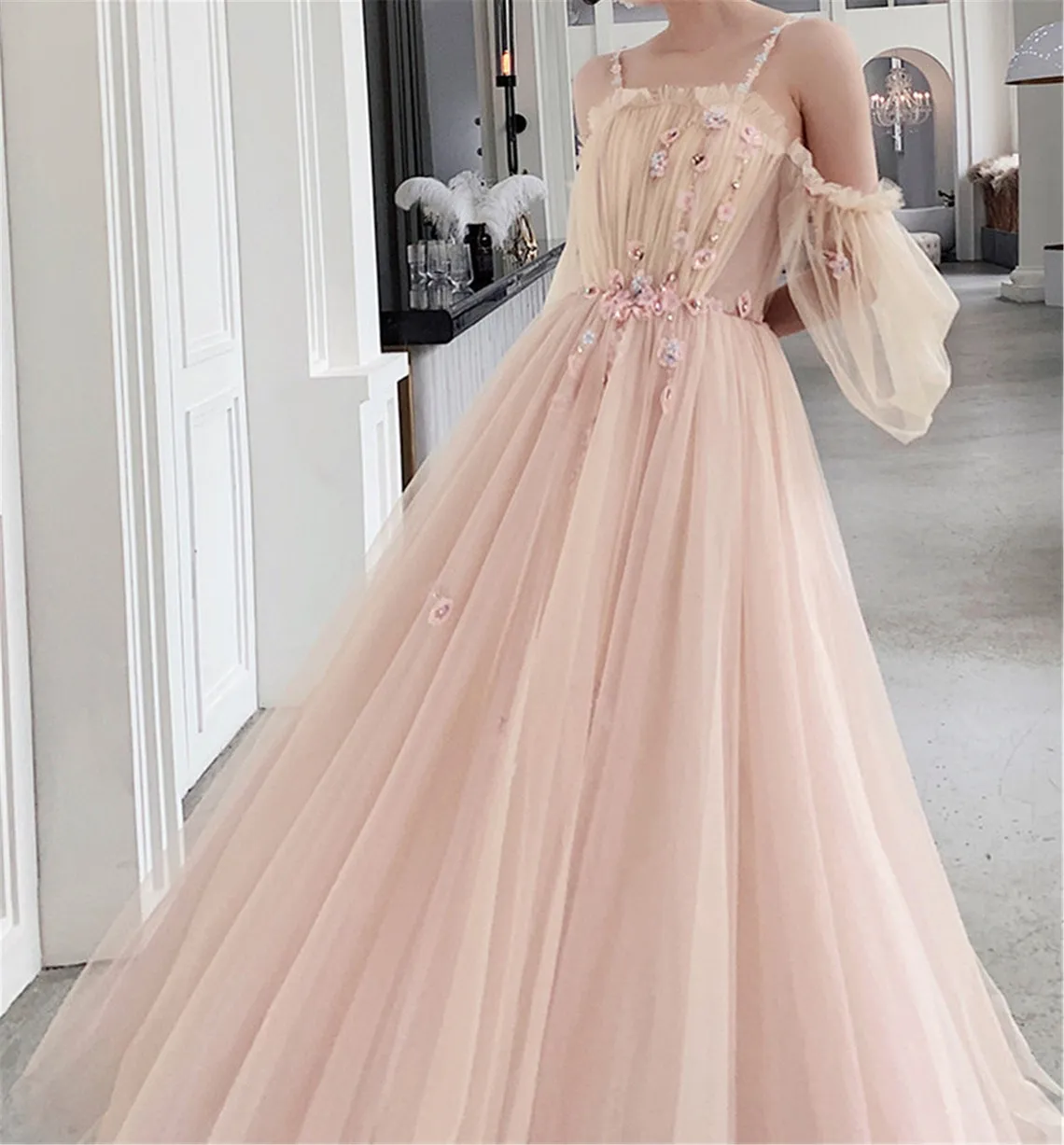 Cute Pink  Spaghetti Strap Bridesmaid Dress Prom Dress, Dreamy A-Line Graduation Dress