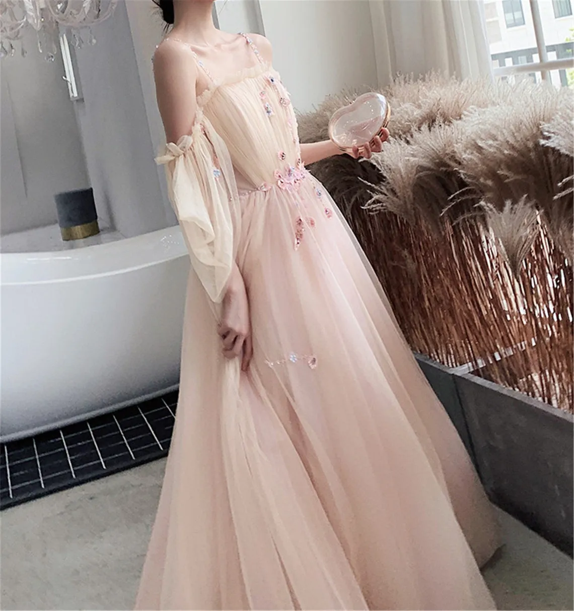 Cute Pink  Spaghetti Strap Bridesmaid Dress Prom Dress, Dreamy A-Line Graduation Dress