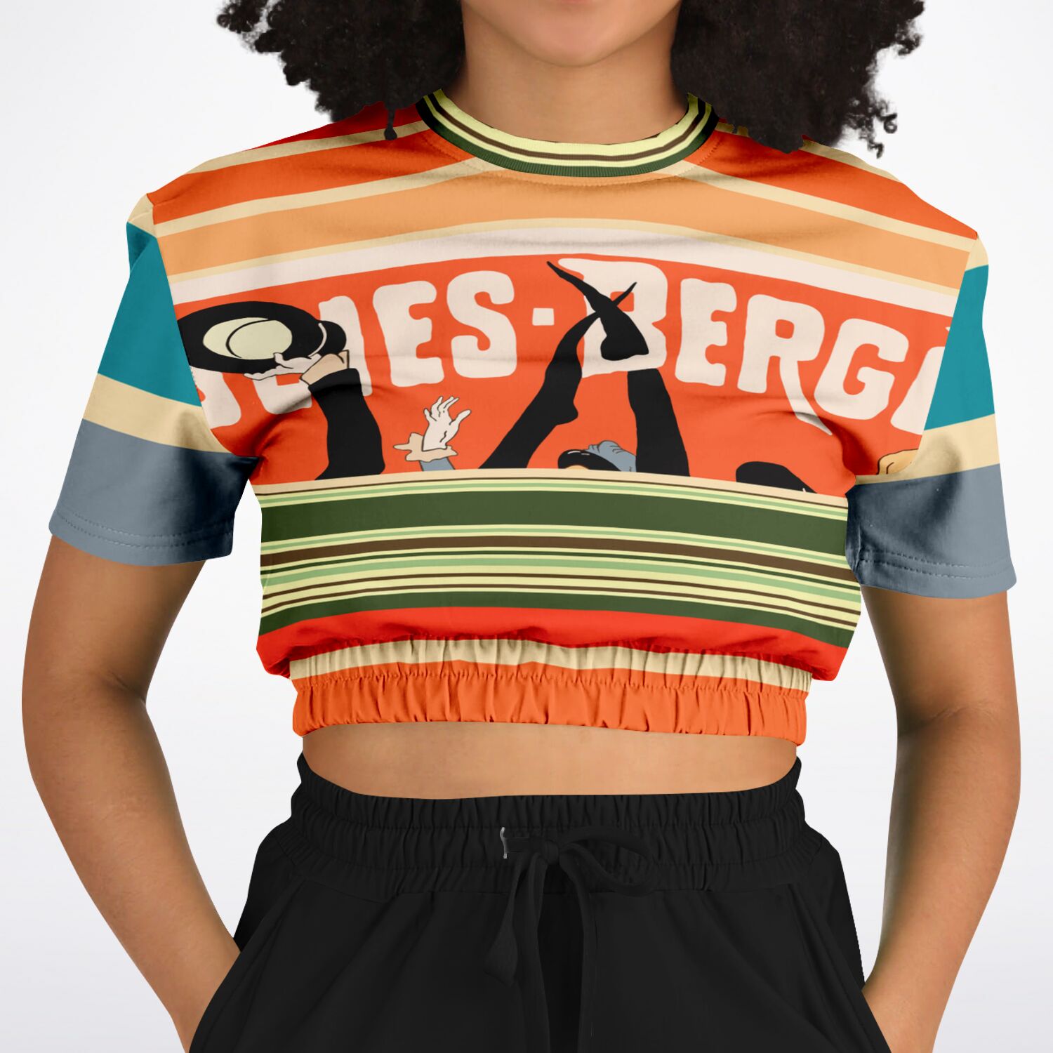 Dance Steps Rainbow Short Sleeve Cropped Eco-Poly Sweater