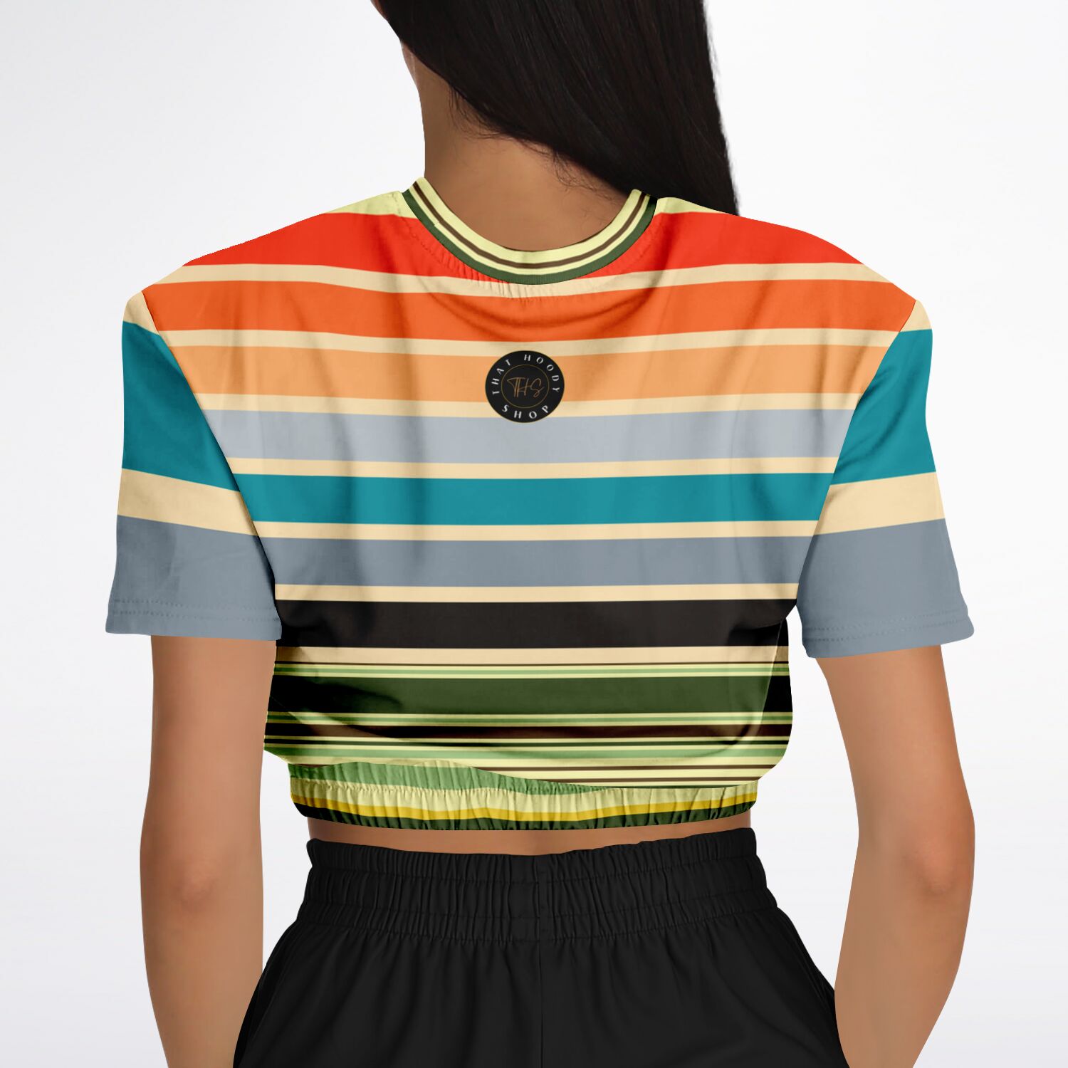 Dance Steps Rainbow Short Sleeve Cropped Eco-Poly Sweater