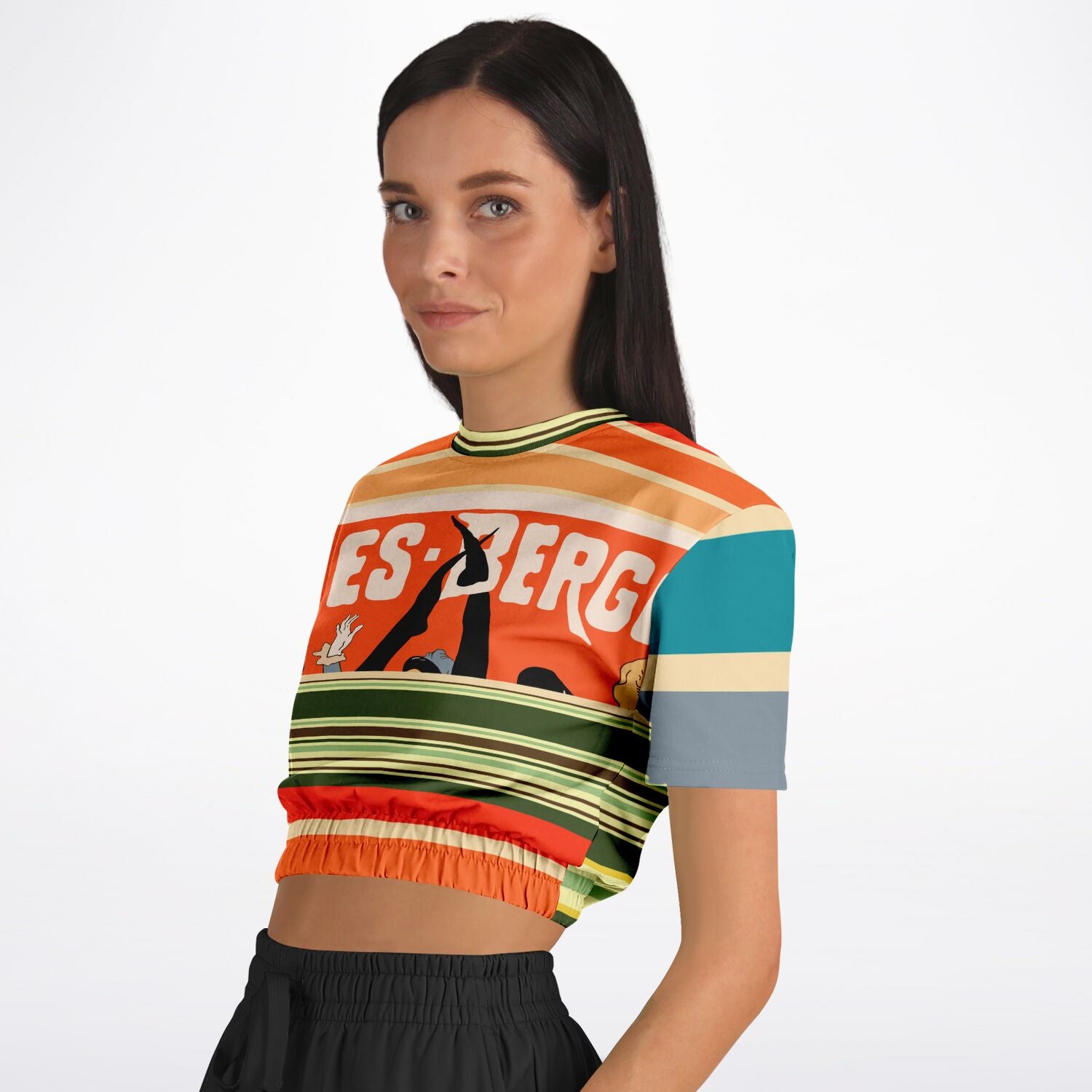 Dance Steps Rainbow Short Sleeve Cropped Eco-Poly Sweater