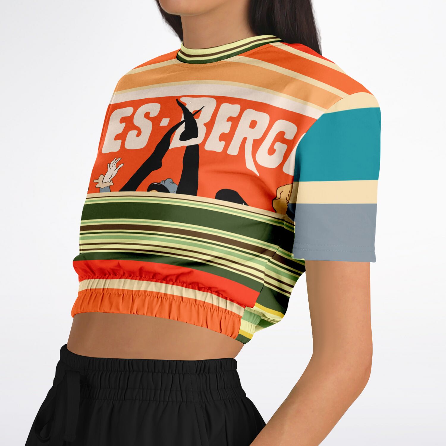 Dance Steps Rainbow Short Sleeve Cropped Eco-Poly Sweater