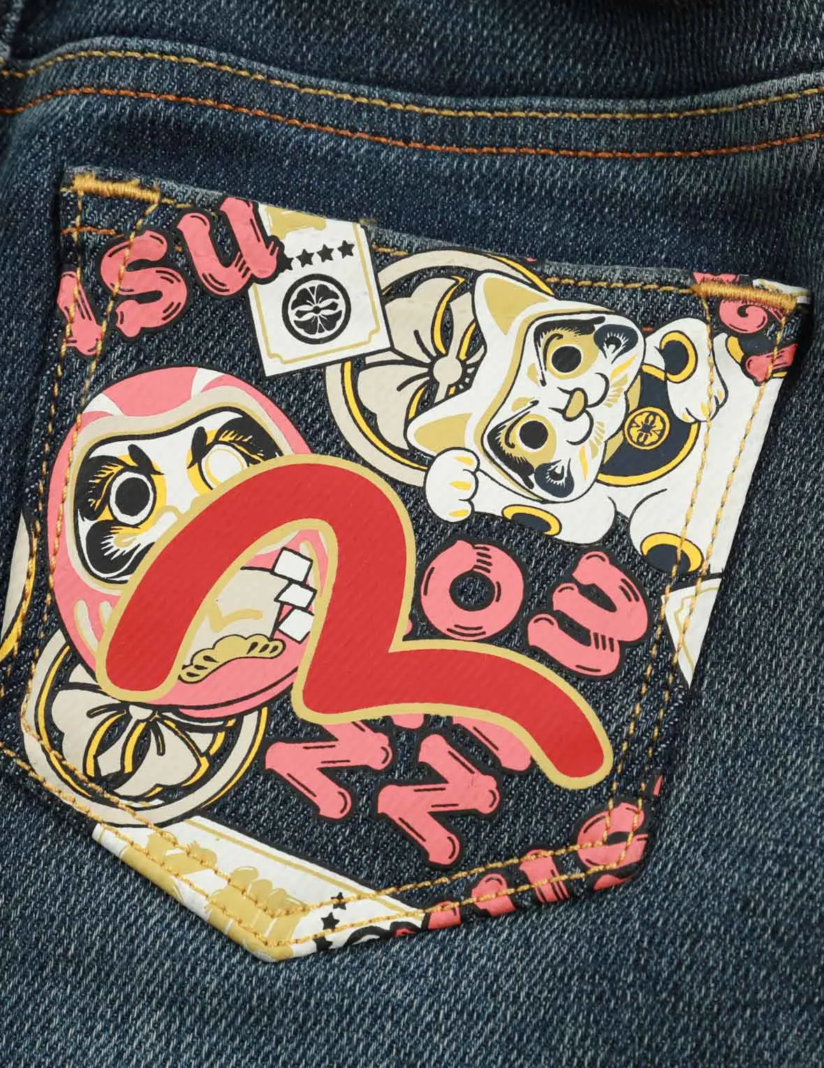 Daruma Buddies Print Pocket Jeans