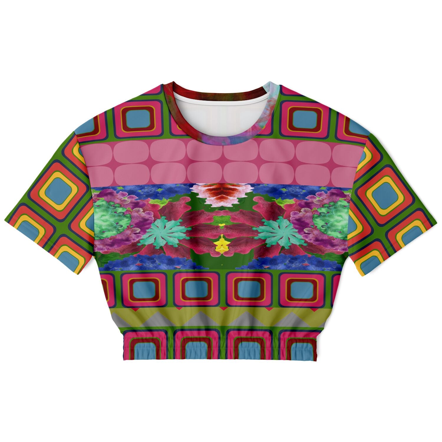 Dayglo Me Short Sleeve Cropped Eco-Poly Sweater