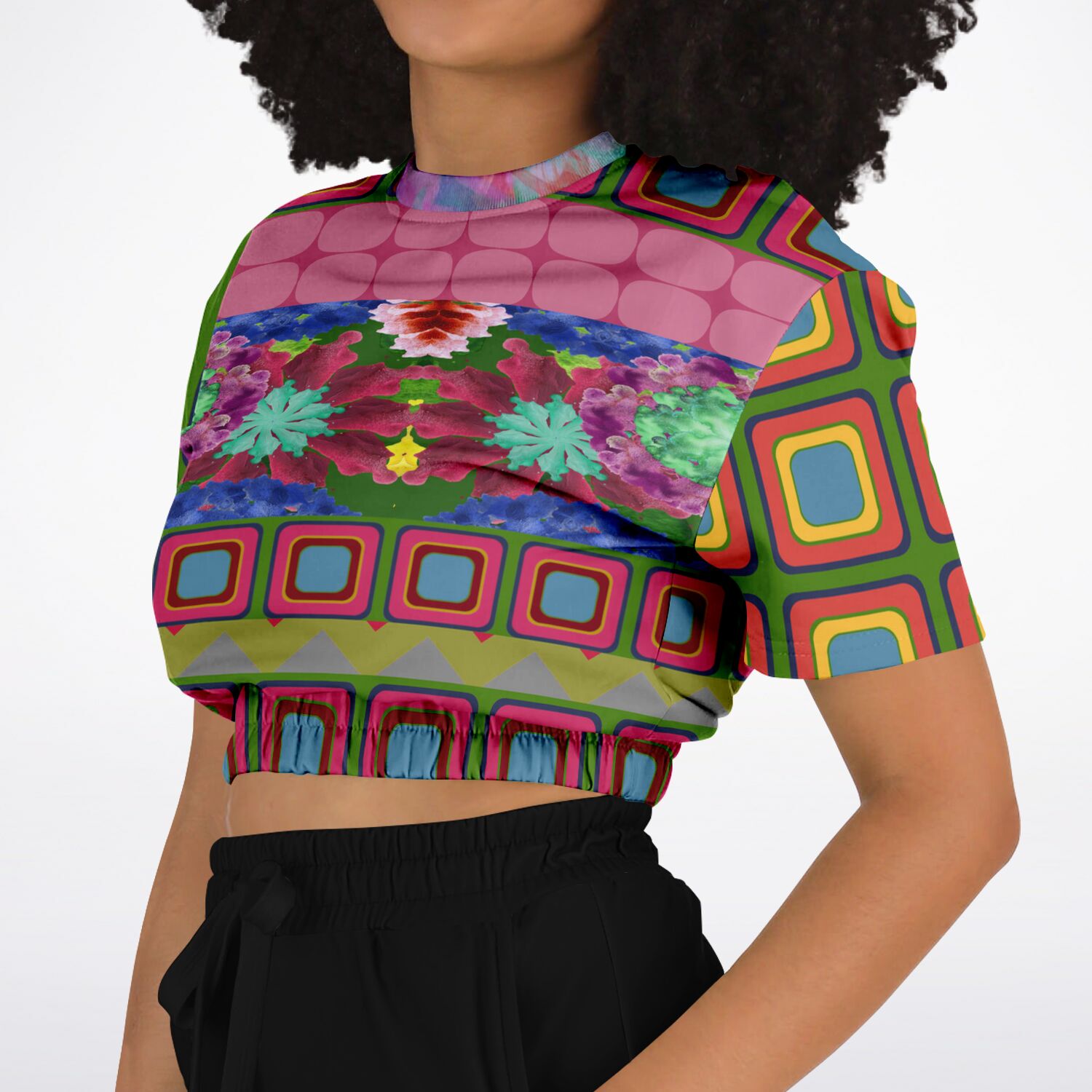 Dayglo Me Short Sleeve Cropped Eco-Poly Sweater