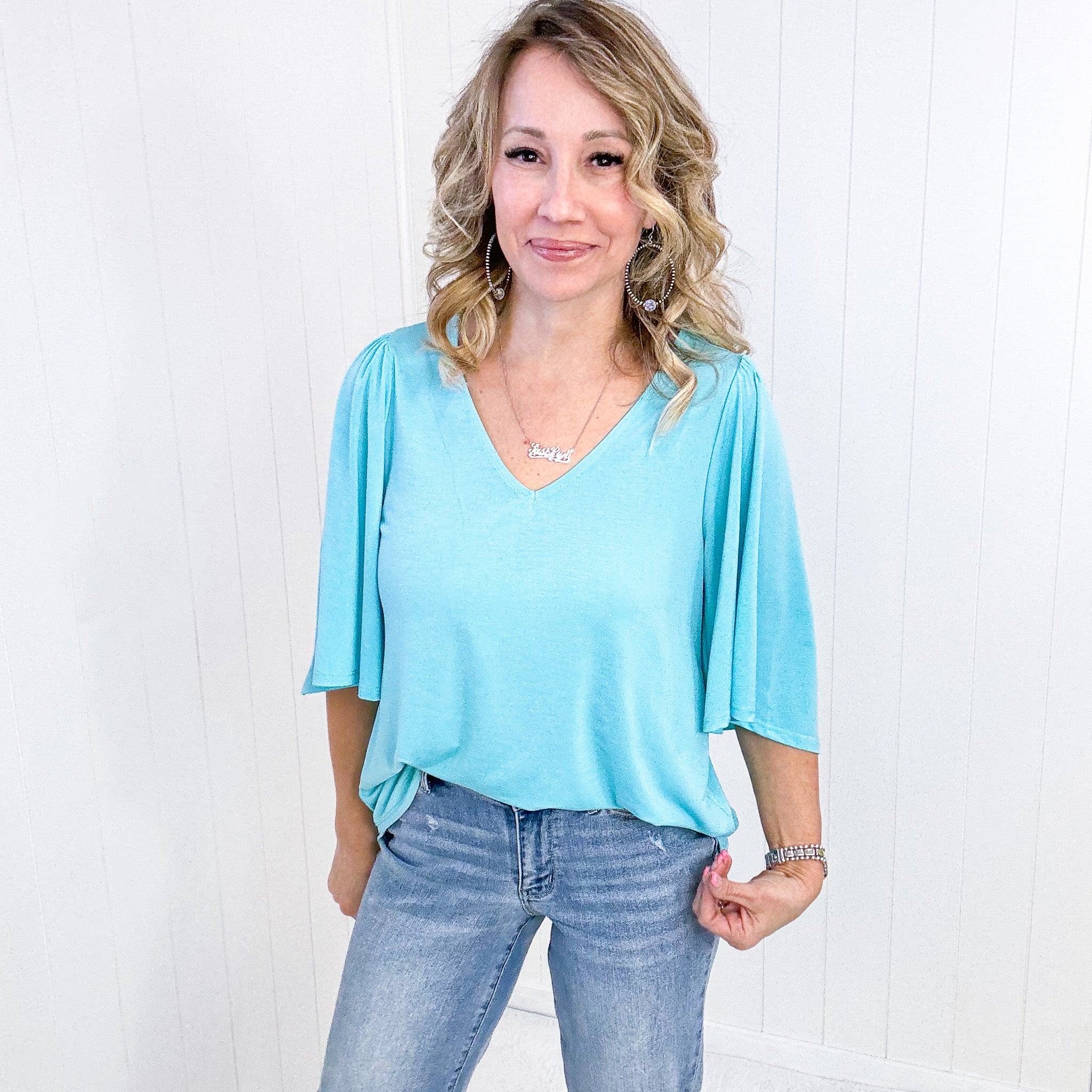 Dear Scarlett Cali Blouse in Neon Blue