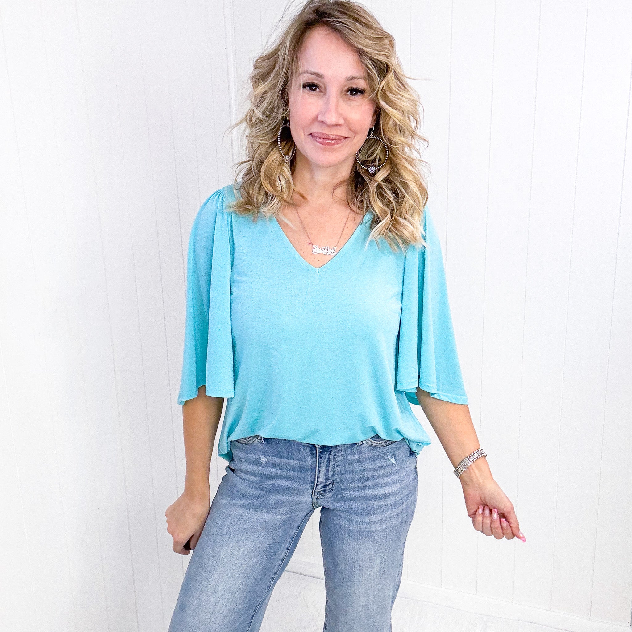 Dear Scarlett Cali Blouse in Neon Blue