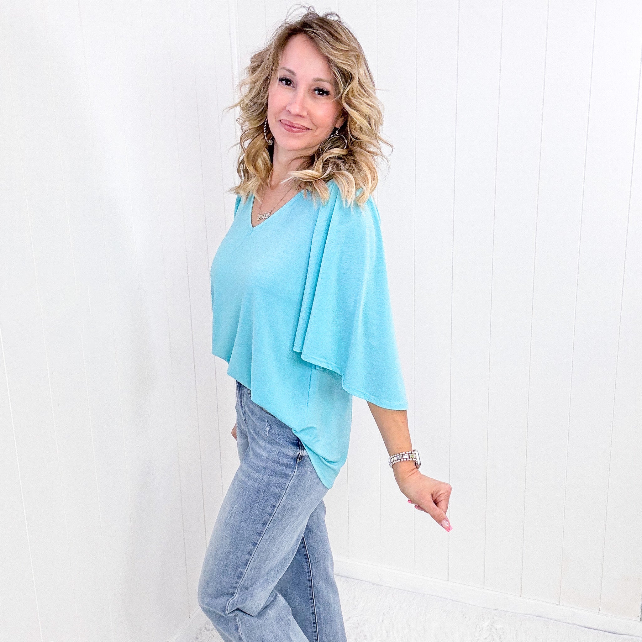 Dear Scarlett Cali Blouse in Neon Blue