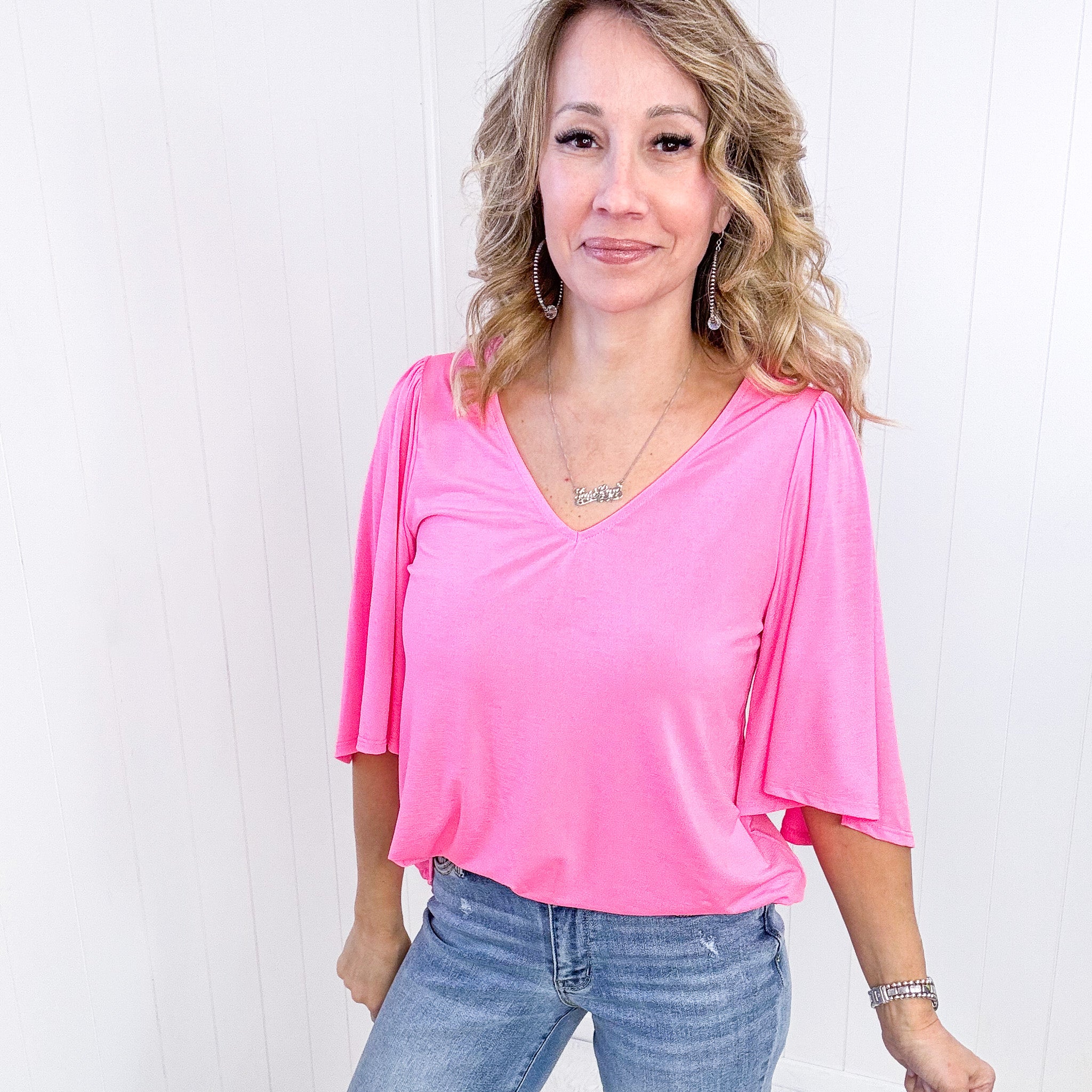 Dear Scarlett Cali Blouse in Neon Pink