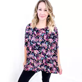 Dear Scarlett Essential Blouse in Black and Pink Paisley