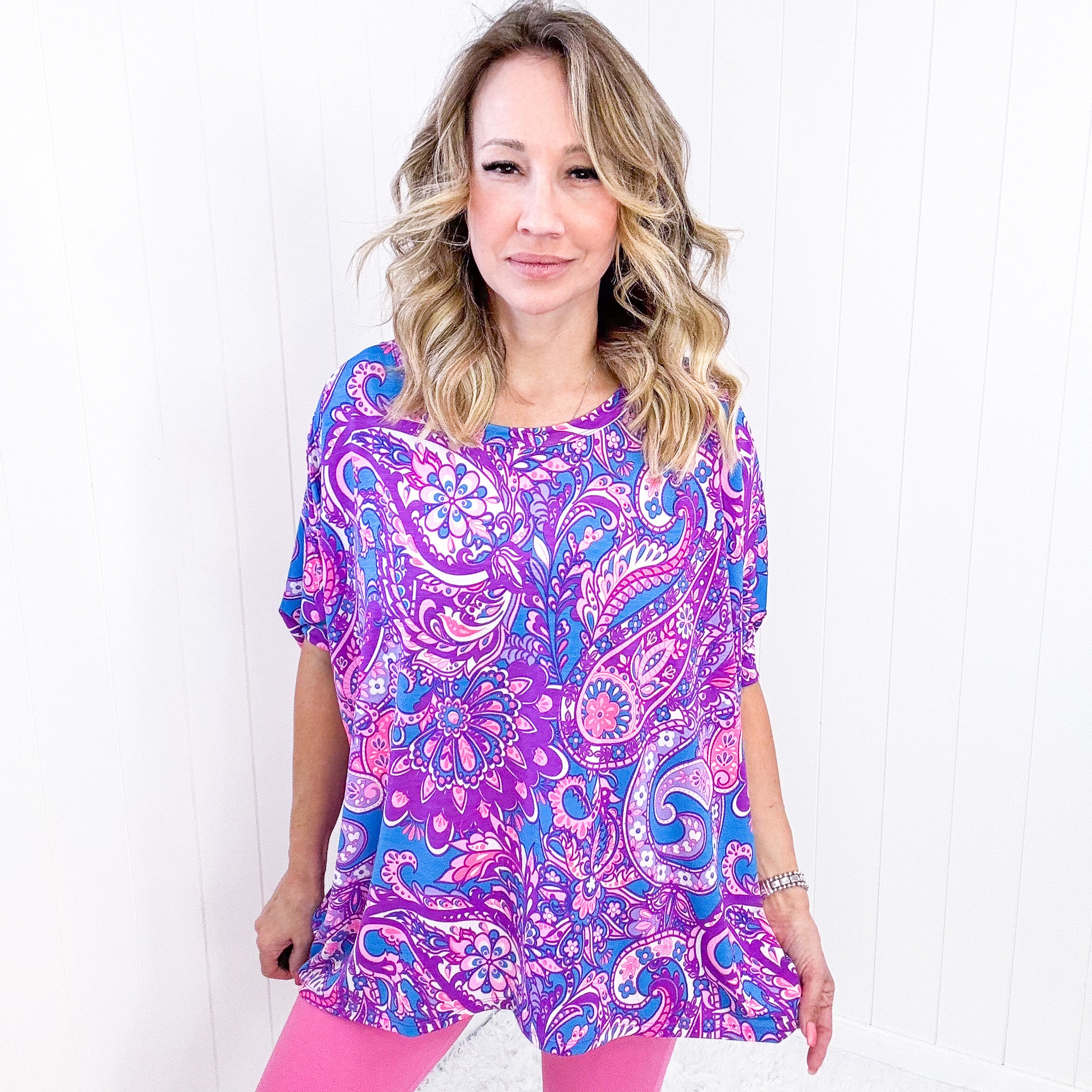 Dear Scarlett Essential Blouse in Purple Paisley