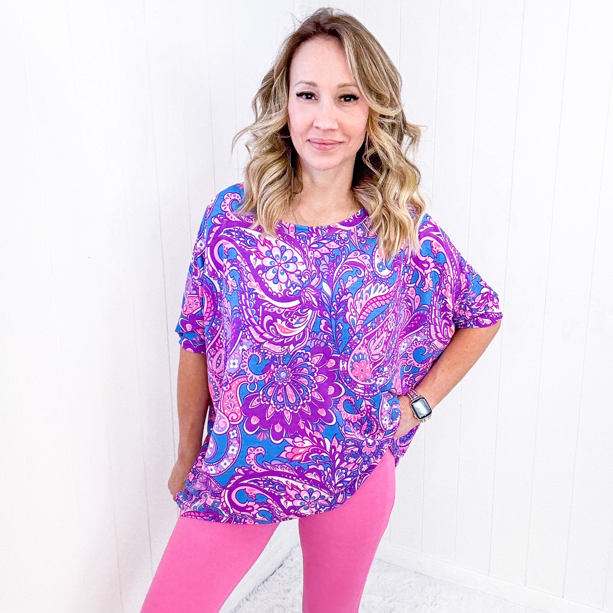 Dear Scarlett Essential Blouse in Purple Paisley